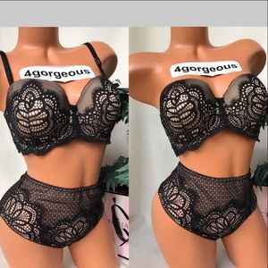 VS 34ddd,34dd M STRAPLESS ANGEL LINED DEMI BRA SET
